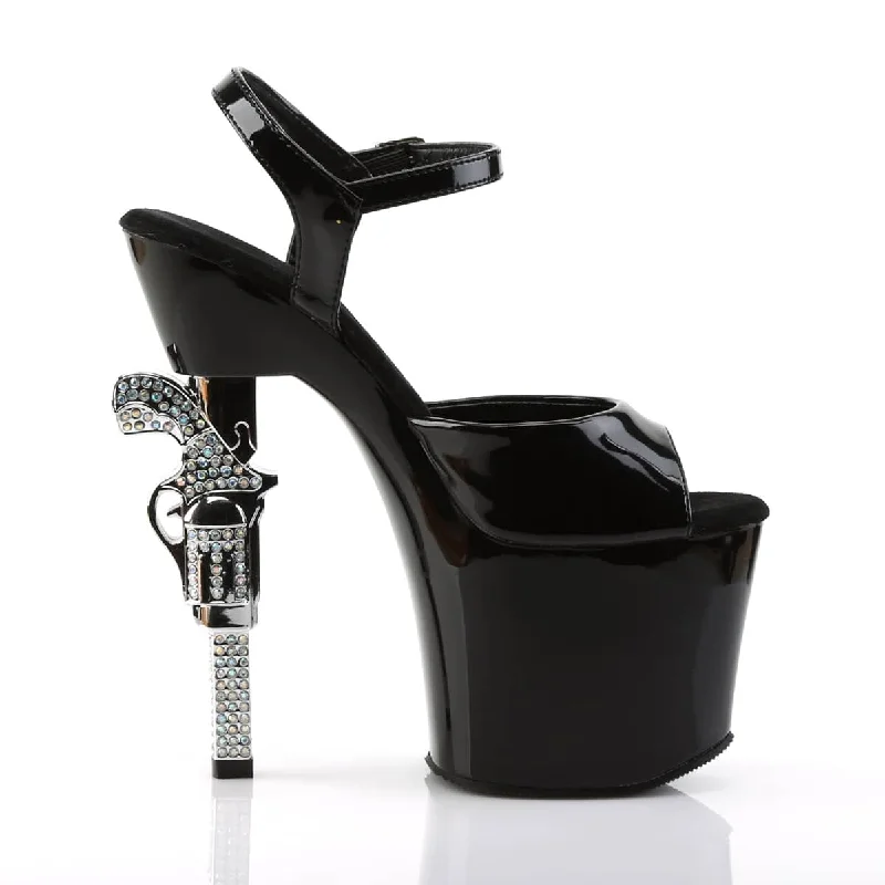 REVOLVER-709 Black Ankle Peep Toe High Heel