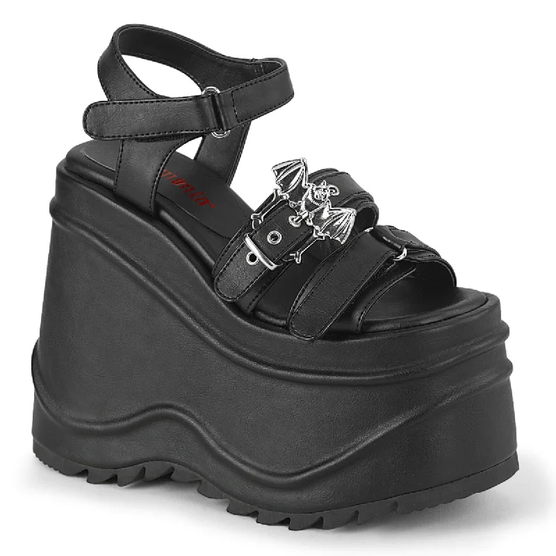 Demonia WAVE-13 | Black Vegan Leather Sandals