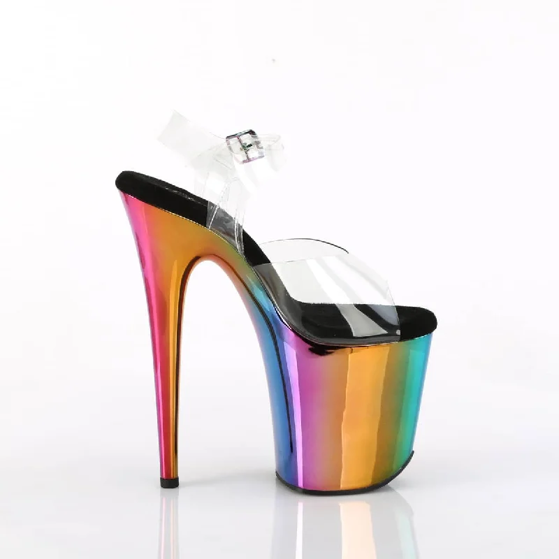 FLAMINGO-808RC Clear & Multi Colour Ankle Peep Toe High Heel