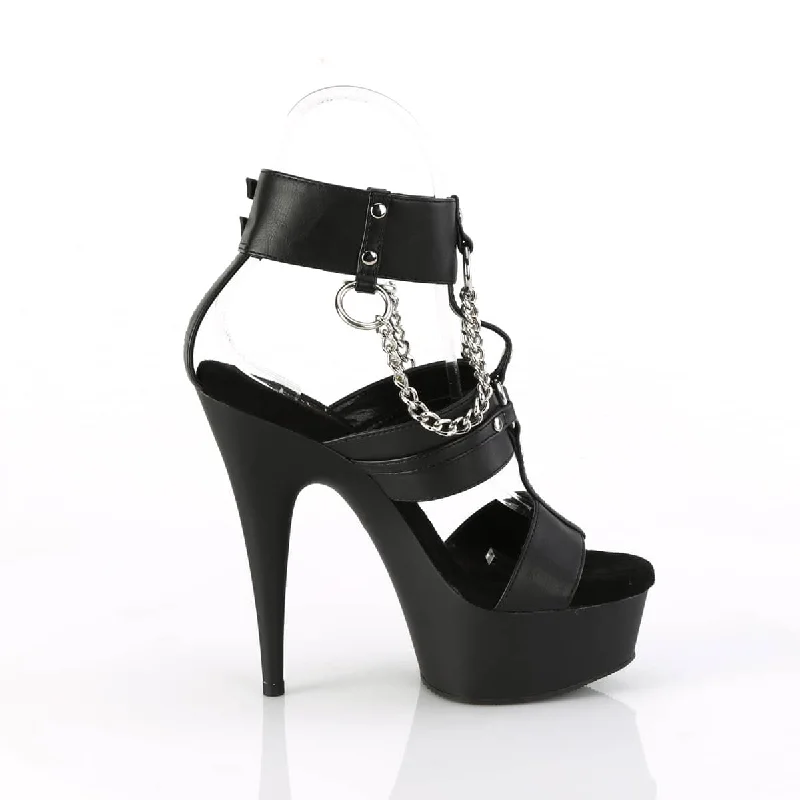 DELIGHT-661 Black Ankle Peep Toe High Heel