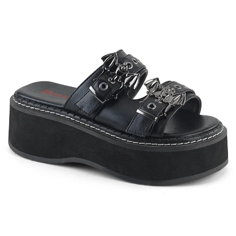 Demonia EMILY-100 | Black Vegan Leather Sandals