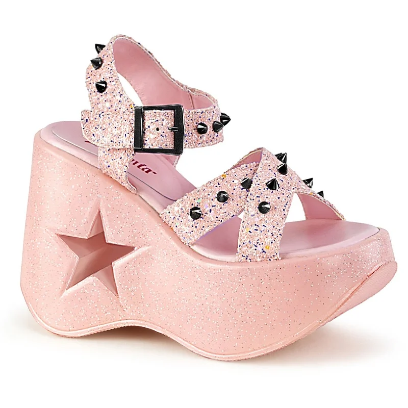 Demonia DYNAMITE-02 | Baby Pink Glitter Sandals