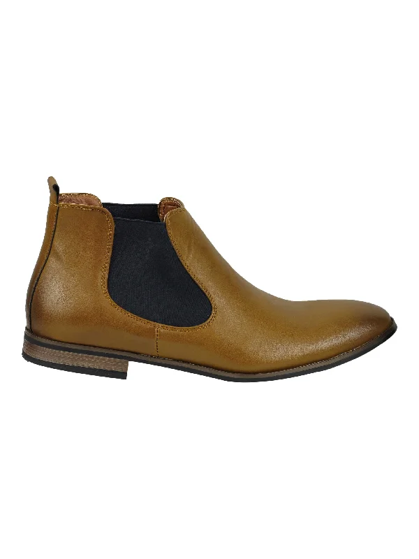 FAUX LEATHER CHELSEA BOOTS IN TAN