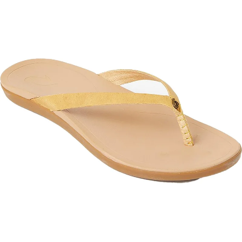 OluKai Womens Ho'Opio Leather Slip-On Flip-Flops