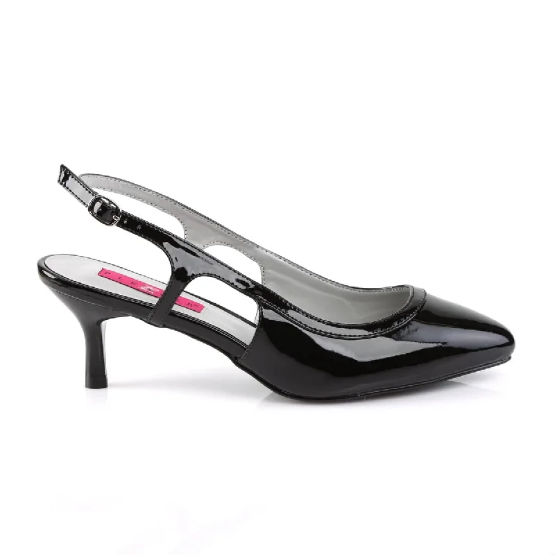 KITTEN-02 Black Ankle Court Heel