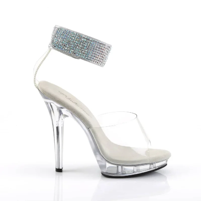 LIP-142 Clear & Silver Ankle Peep Toe High Heel