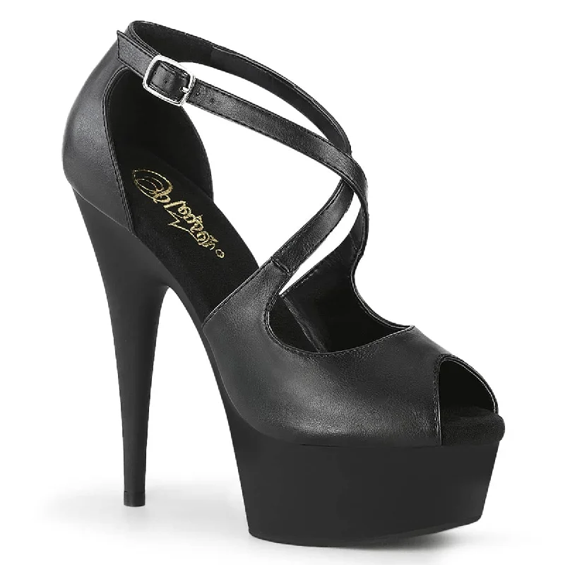 DELIGHT-621 Black Ankle Peep Toe High Heel