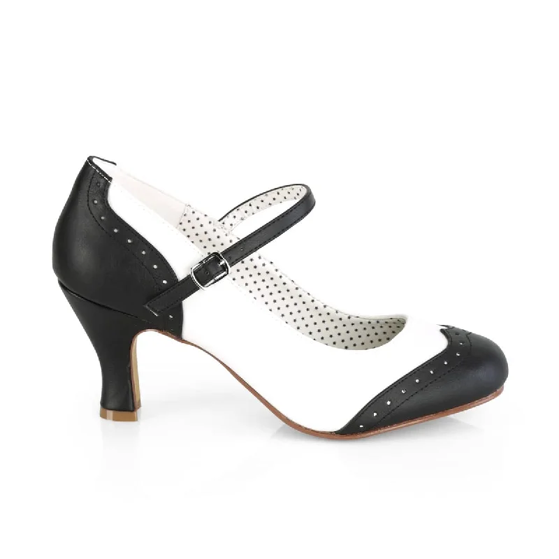 FLAPPER-25 Black & White Pumps Heel