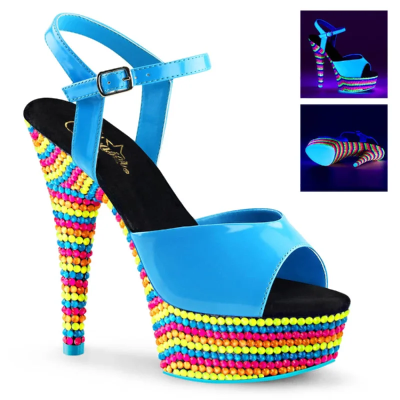 DELIGHT-609RBS Blue Ankle Peep Toe High Heel