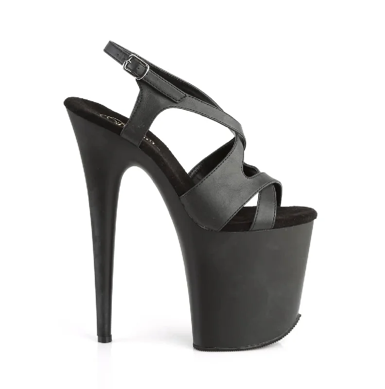 FLAMINGO-831 Black Ankle Peep Toe High Heel