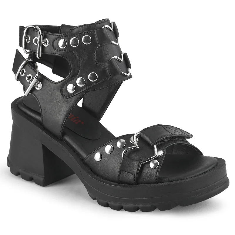 Demonia BRATTY-07 | Black Vegan Leather Sandals