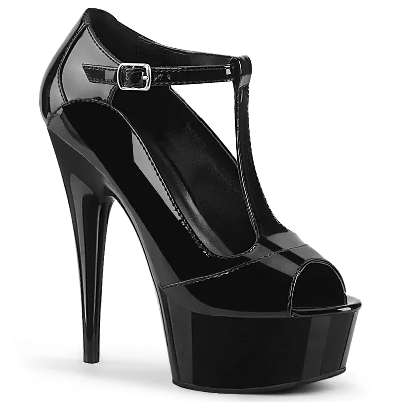 DELIGHT-649 Black Ankle Peep Toe High Heel