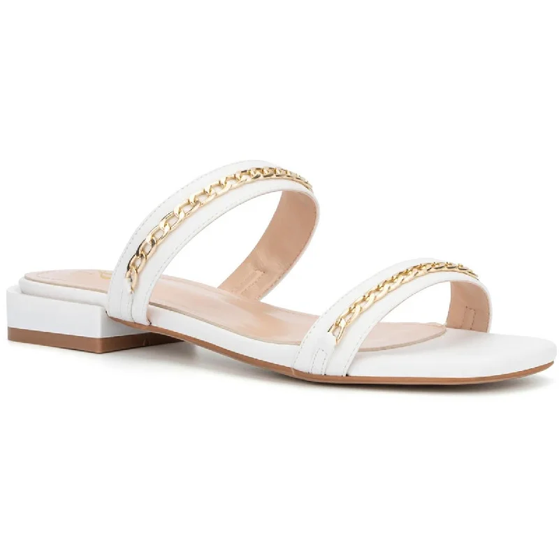 New York & Company Womens Becki Chain Slip On Slide Sandals