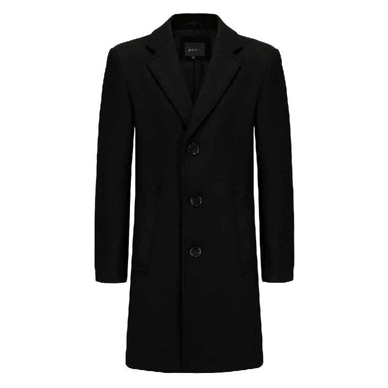 Men's Single Breasted Wool Blend Coats