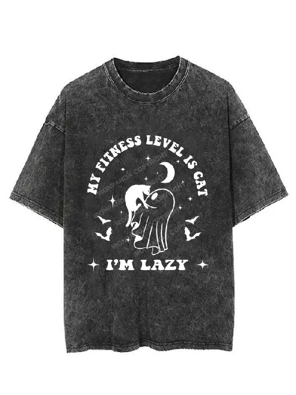 I'M LAZY MY FITNESS LEVEL IS CAT VINTAGE GYM SHIRT