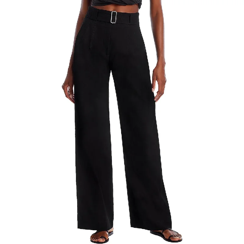 A.L.C. Womens Darby Linen Blen High Rise Wide Leg Pants