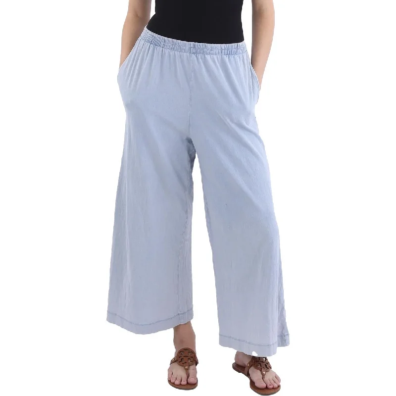 Womens Cotton High Rise Cropped Pants