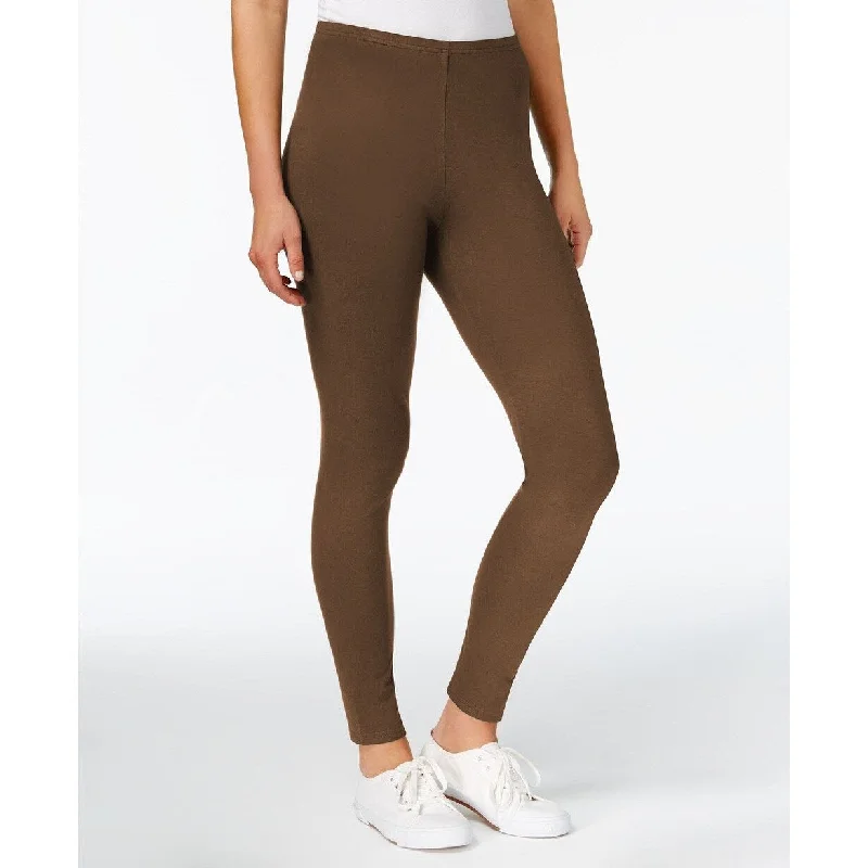 Maison Jules Women's Basic Mid-Rise Leggings Brown Size Extra Small