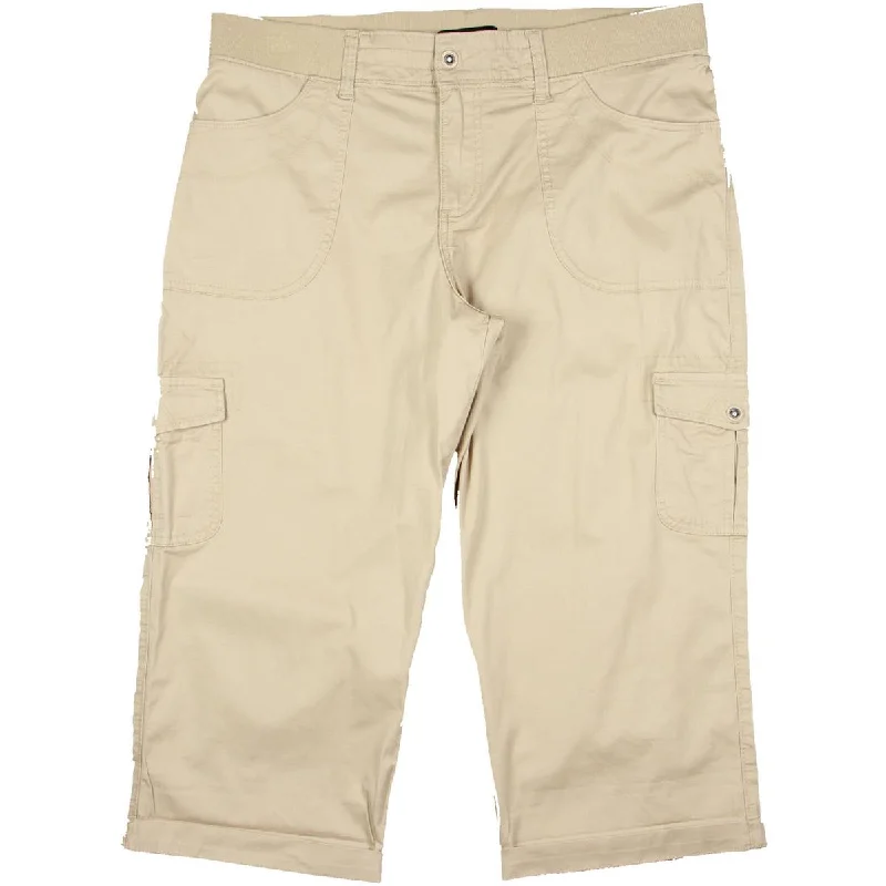 Plus Womens Cargo Relaxed Fit Capri Pants