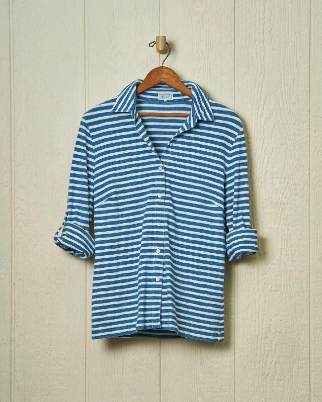 Avalon Indigo Knit Top in Blue/White Stripe