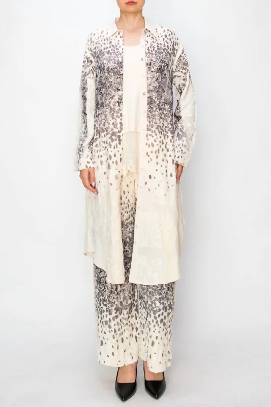 Lace Long Jacket In Leopard Rose