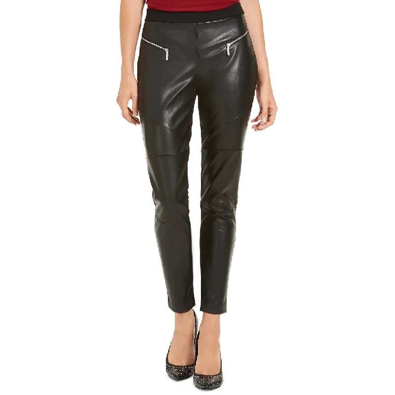 Michael Kors Women's Faux-Leather Moto Leggings Black Size Small