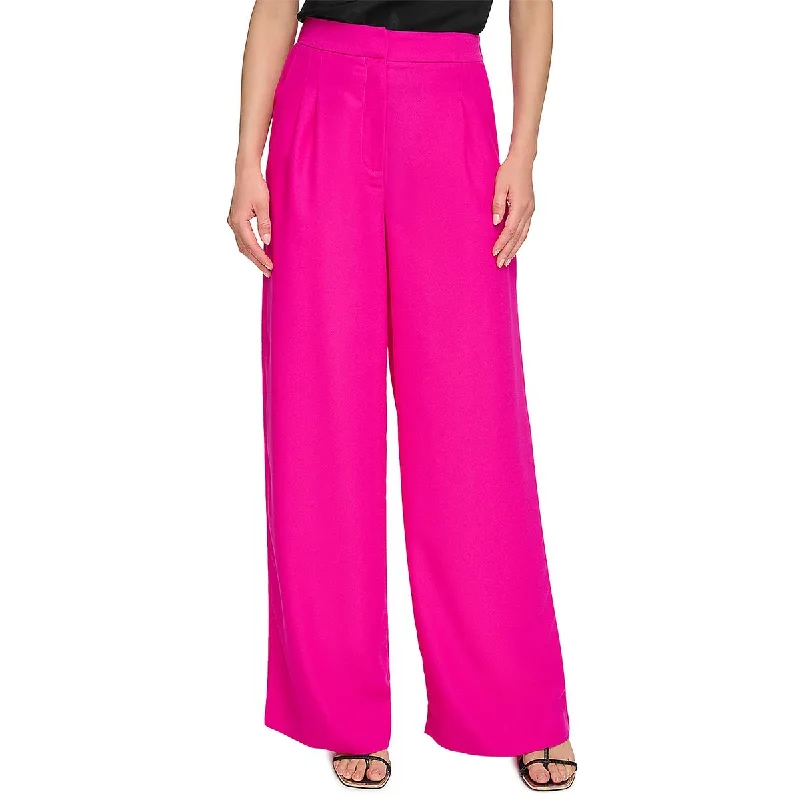 DKNY Womens Pleated Crepe Wide Leg Pants