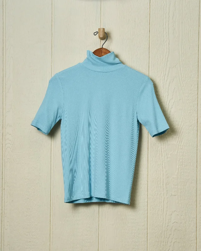 Chelsea Ribbed Knit Top in Aqua