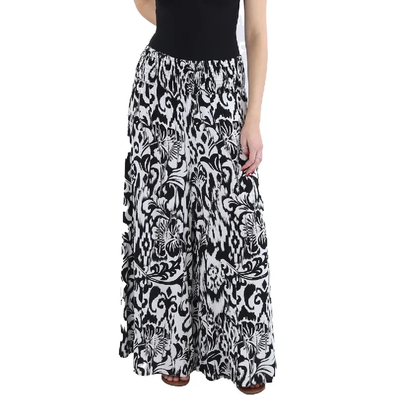 Womens Floral Print Casual Wide Leg Pants