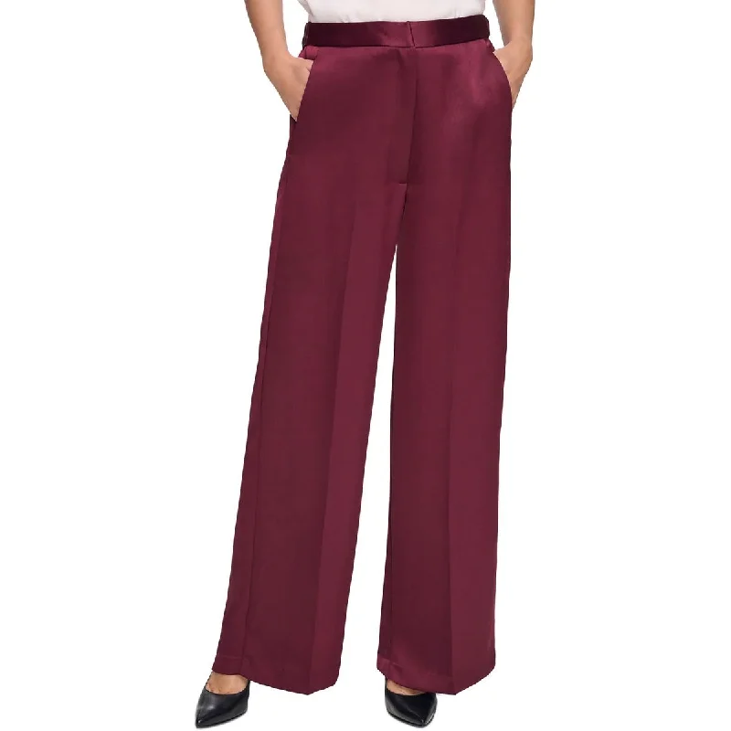 DKNY Womens Wide Leg Satin Wide Leg Pants