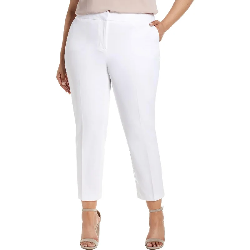 Vince Camuto Womens Plus Twill Cropped Straight Leg Pants