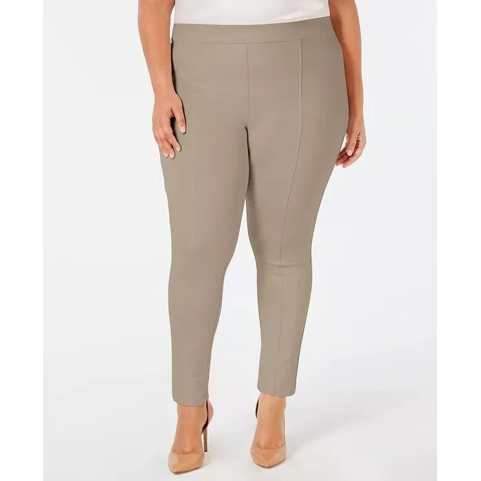 Style & Co Women's Plus Size Seamed Ponte Leggings Brown Size 18W