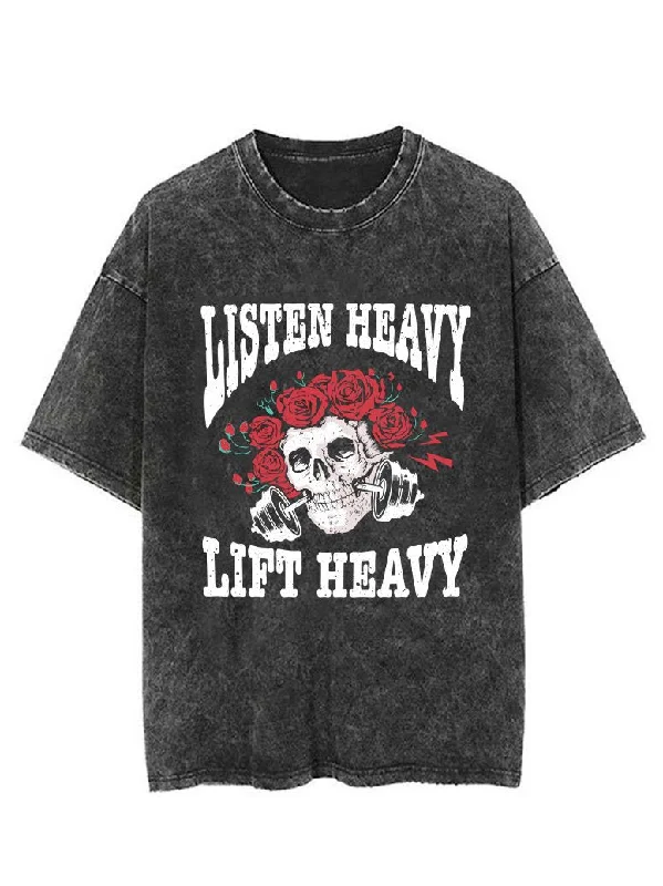 LISTEN HEAVY LIFT HEAVY  VINTAGE GYM SHIRT