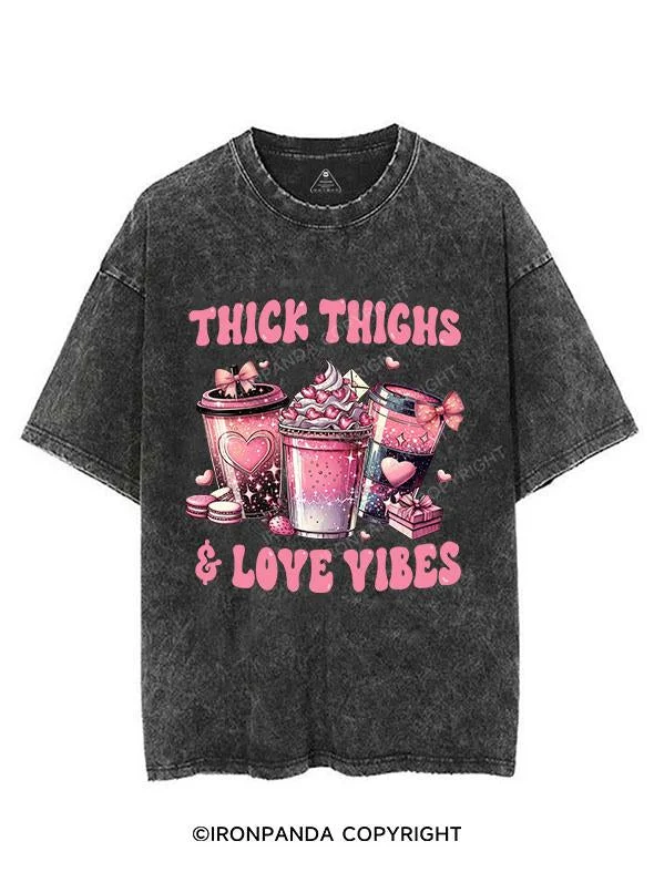 THICK THIGHS & LOVE VIBES VINTAGE GYM SHIRT