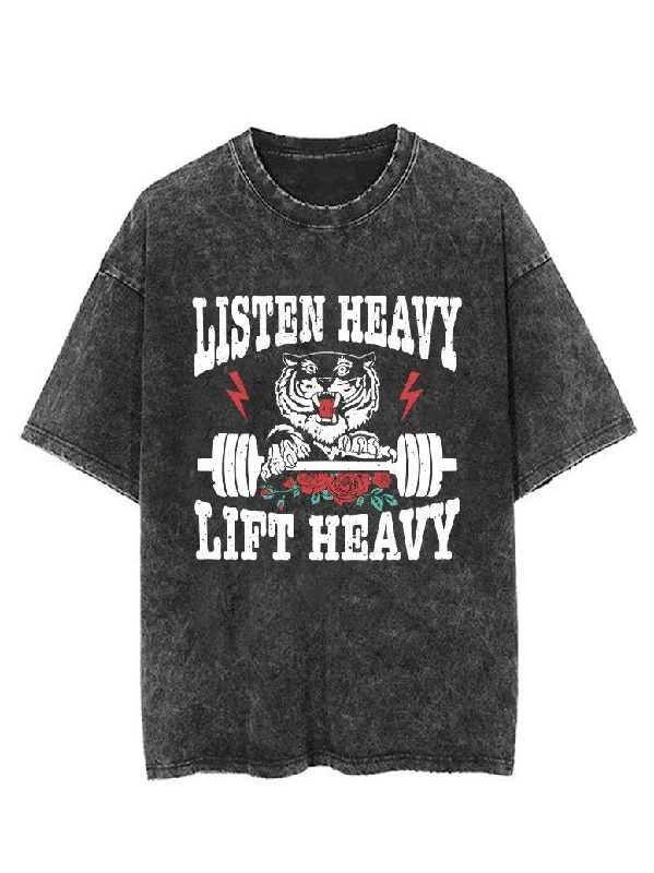 TIGER LISTEN HEAVY LIFT HEAVY VINTAGE GYM SHIRT