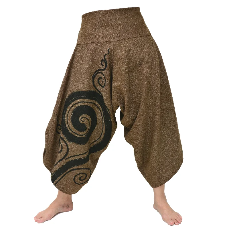 Women & Men Harem Pants Lounge Pants Shorts 1 Pocket Brown