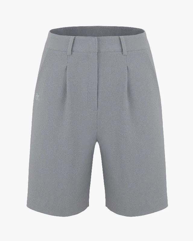 Pintuck Bermuda Shorts - Grey