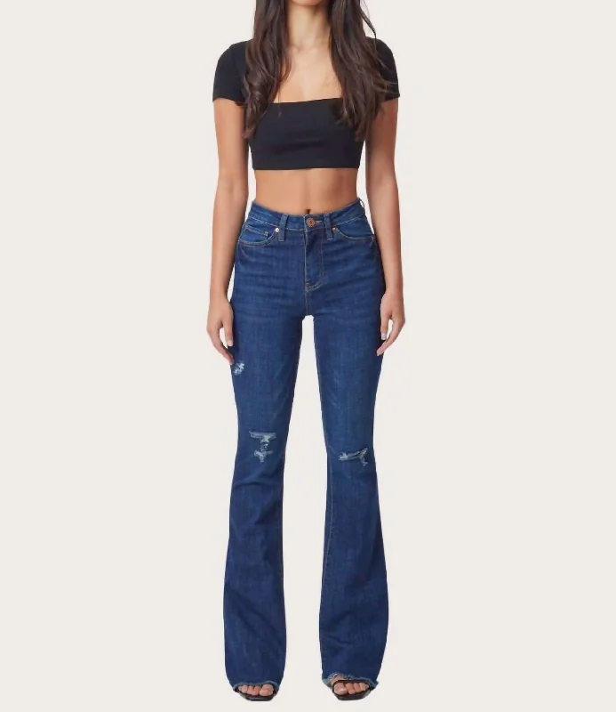 High-Rise Flare Jean In Midnight Sky Blue