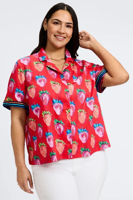 Quinn Plus No Iron Strawberry Delight Camp Shirt