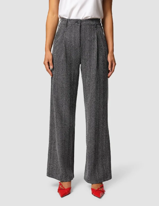 Serene Pants Wide Grey Herringbone