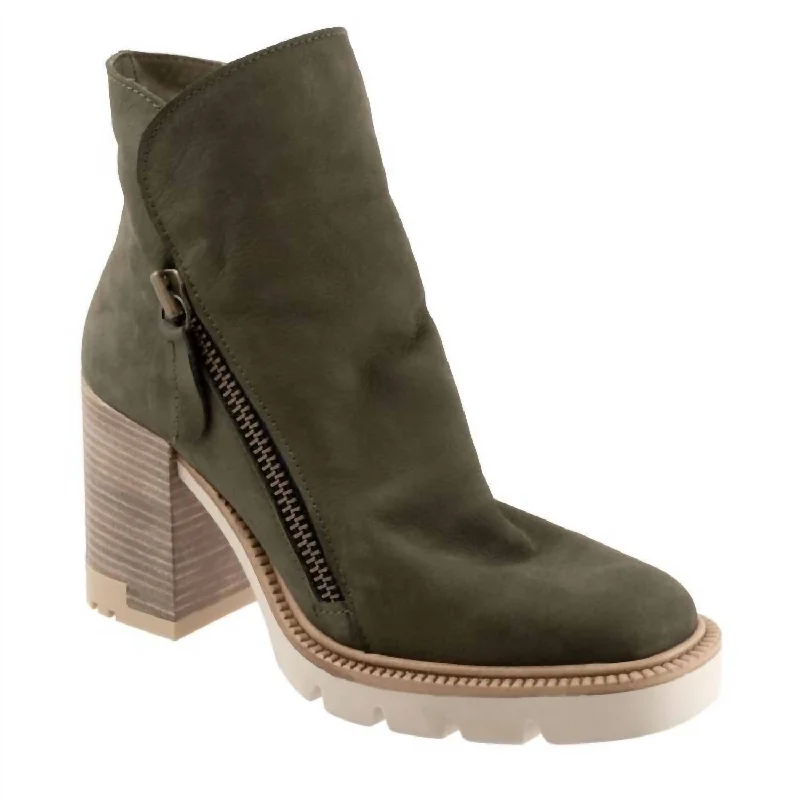 Women's Elliot Leather Ankle Boots In Army Green