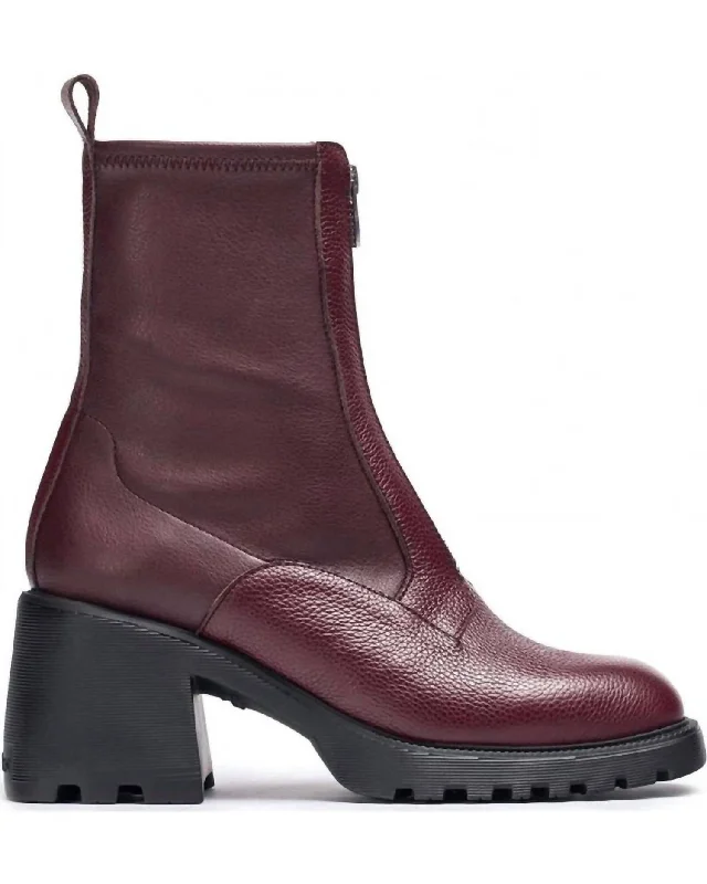 Women's Front Zip Boots In Wild Vino