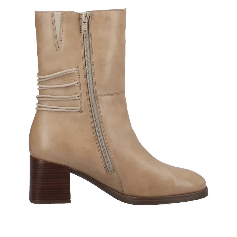 Women's Leather Ankle Boots In Sand Leather