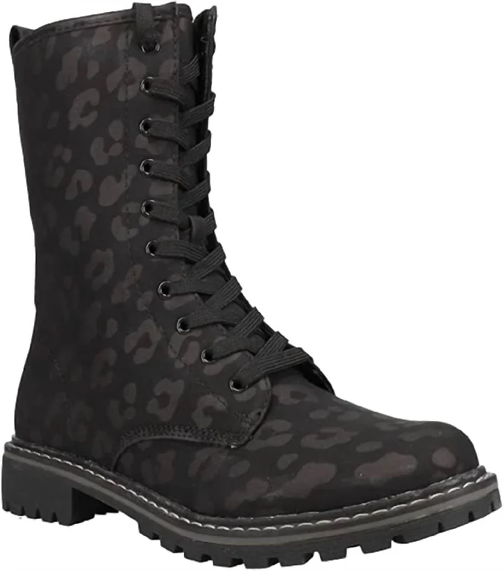 Women's Leopard Boots In Matte Black