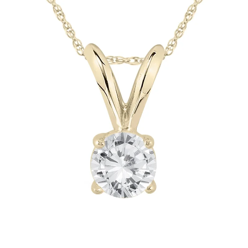 1/10 Carat Round Diamond Solitaire Pendant in 14K Yellow Gold