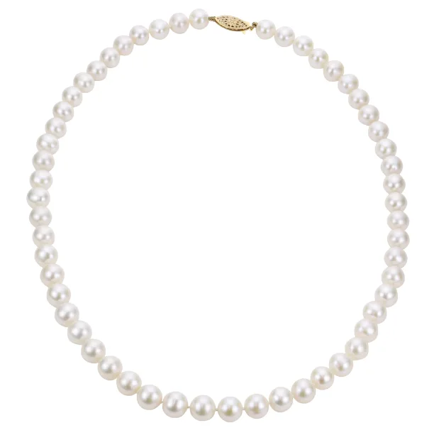 14K Yellow Gold 6-6.5mm Freshwater Cultured Pearl Strand Necklace