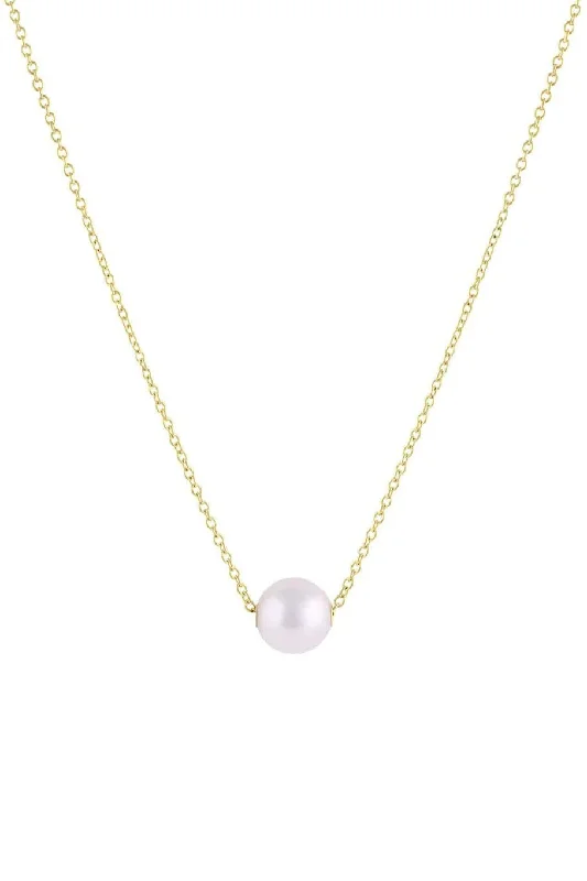 14K Yellow Gold 7.5-8mm Akoya Pearl Solitaire Necklace