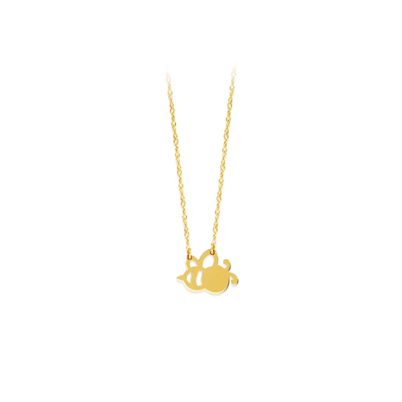 14K Yellow Gold Bee Pendant Necklace by Midas Chain