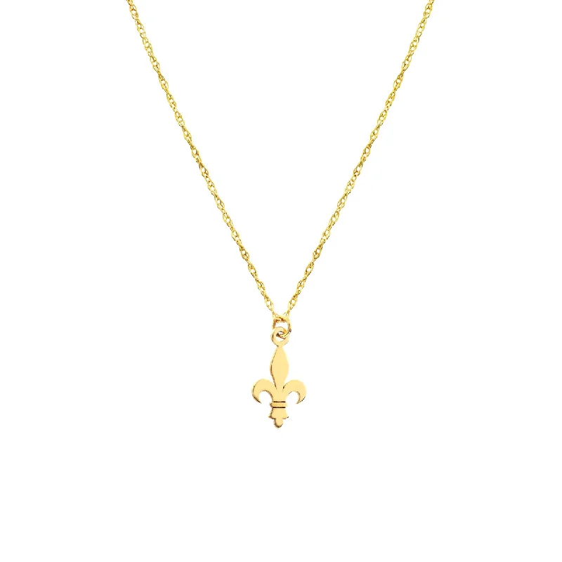 14K Yellow Gold Fleur De Lis Pendant Necklace by Midas Chain