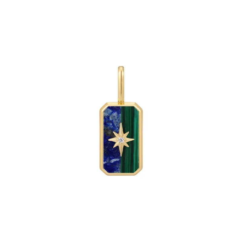 14K Yellow Gold Plated Lapis Lazuli & Synthetic Malachite Star Tag Charm by Ania Haie